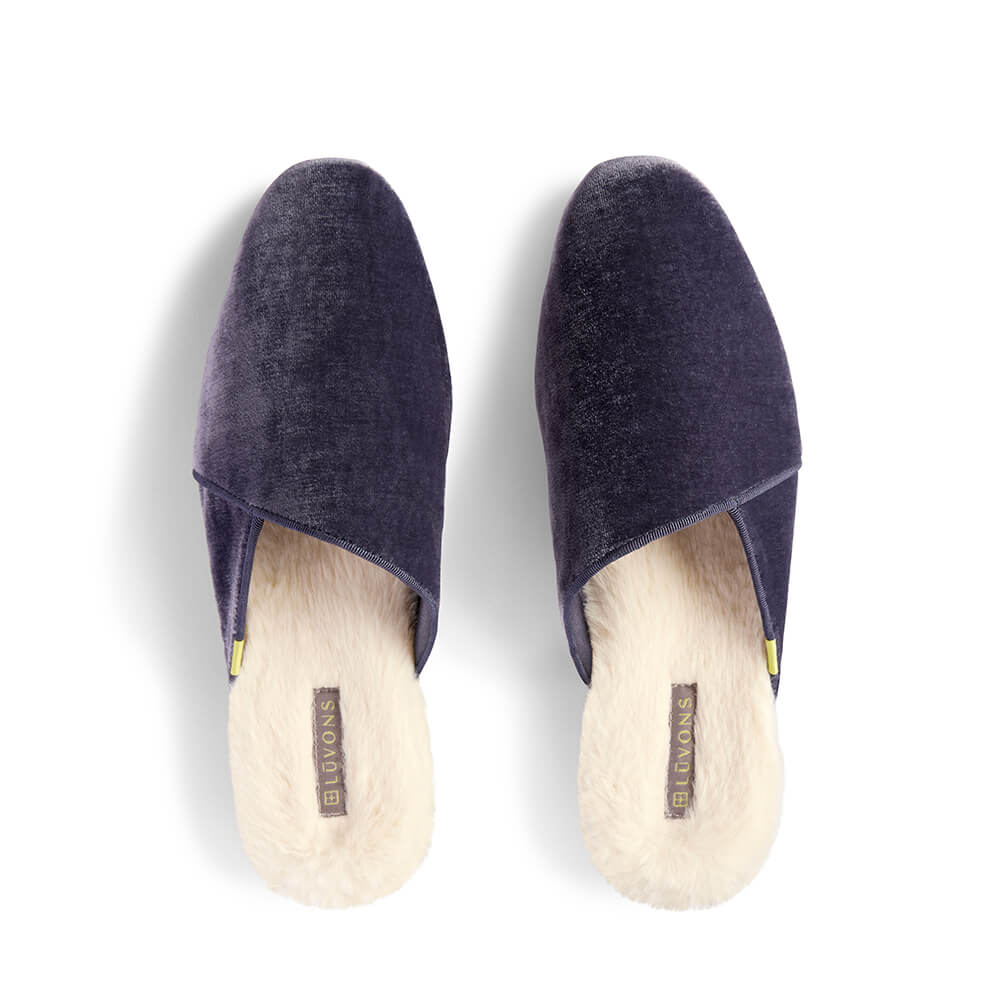 Luvons luxury slippers in Slate - view of pair from above
