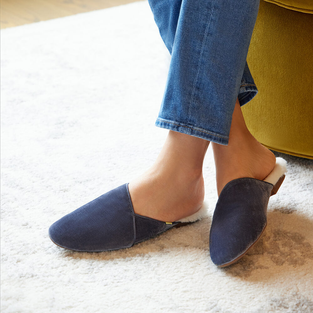 Luvons luxury slippers in Slate Blue