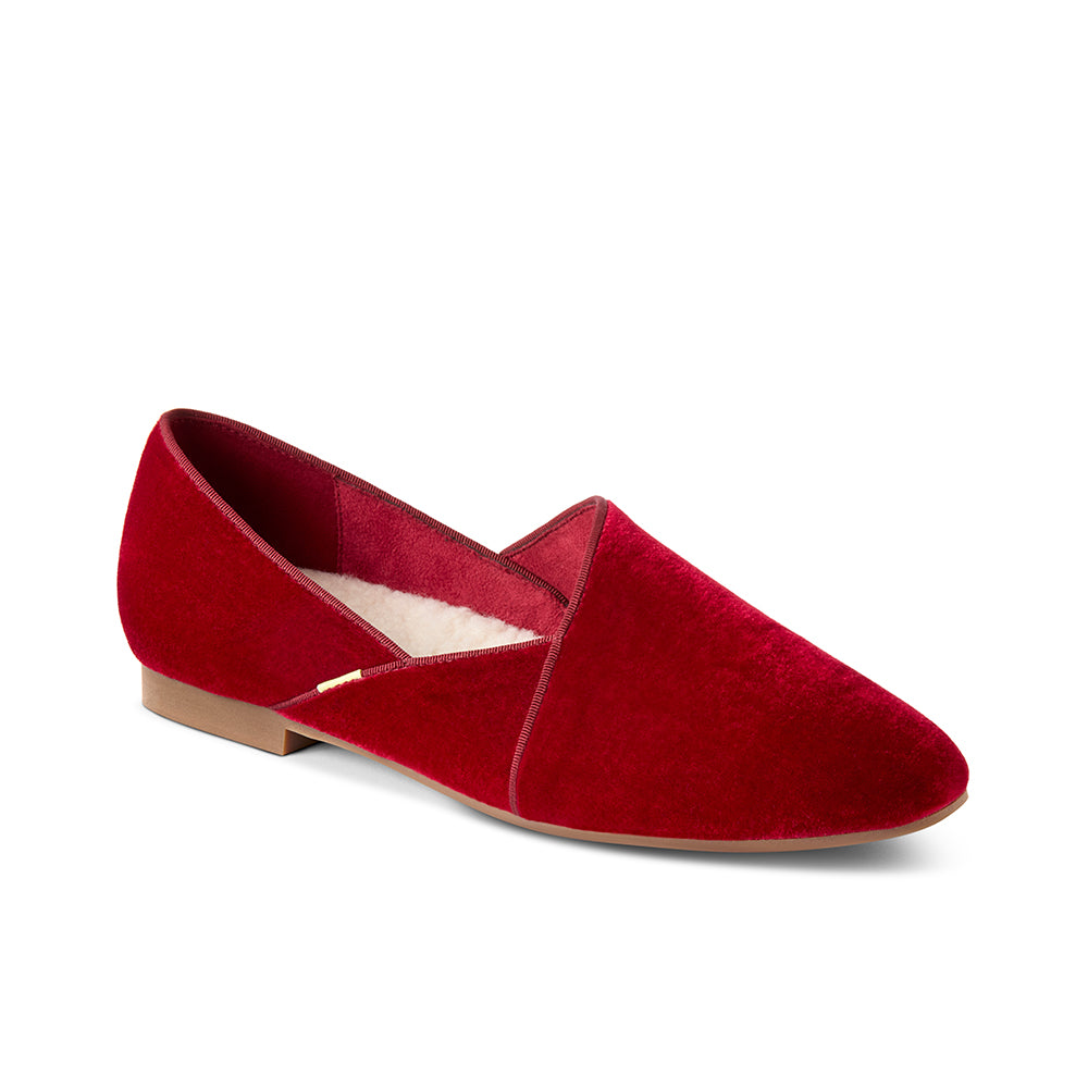 Francesca Ruby Velvet Loafer Slippers: Closed-Back | Luvons