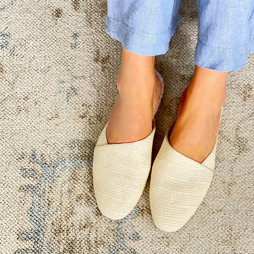 Luvons luxury slippers for women  in cream lifestyle