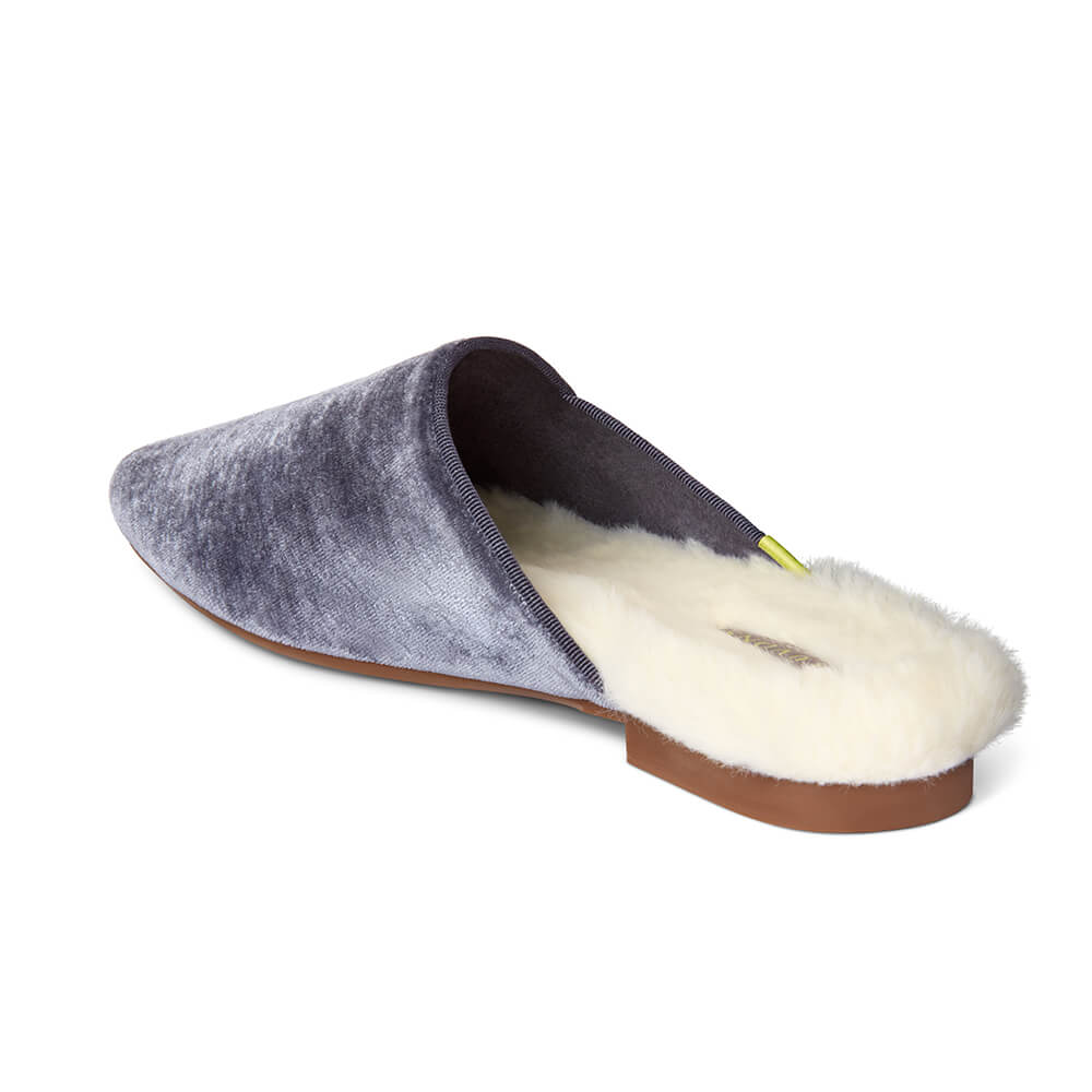 Luvons luxury slippers in Slate - right shoe inside view