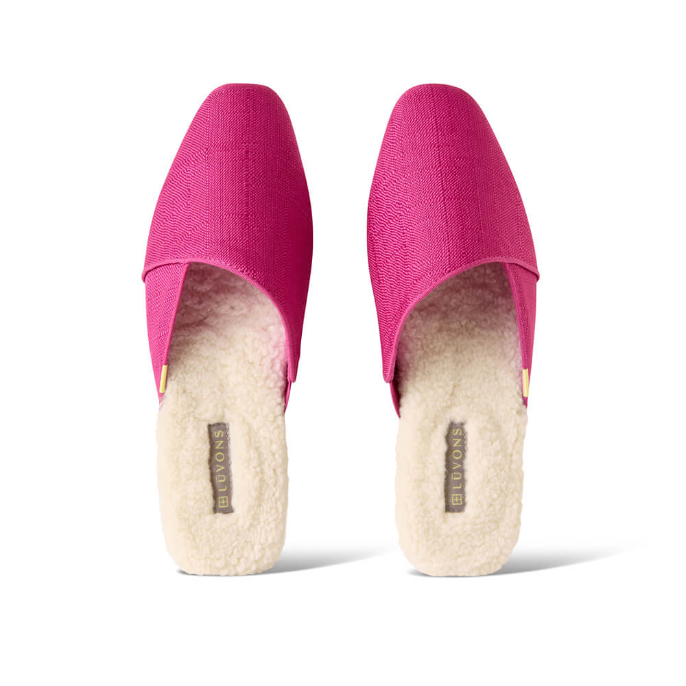 Devon Raspberry Fabric Devon Raspberry Performance Silk Mules: Washable Slippers | Luvons