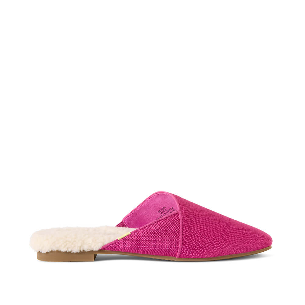 Devon Raspberry Fabric Devon Raspberry Performance Silk Mules: Washable Slippers | Luvons